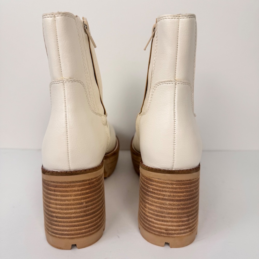 Oasis Society Aubrey Boot Women 8 White Platform Lug Sole Ankle Block Heel - Picture 6 of 14